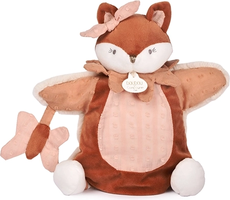 Doudou βελούδινη χειρόκουκλα αλεπού Mina ροζ 25 cm