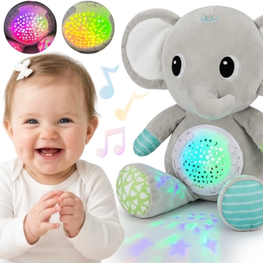 Λούτρινος ελέφαντας Woopie Baby με προβολέα και χαλαρωτικούς ήχους