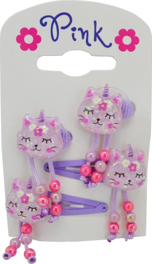 Αξεσουάρ μαλλιών μονόκερος και γάτα – σετ 4 τεμ.