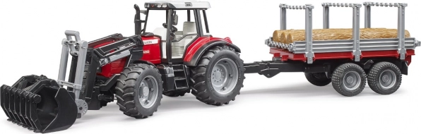 BRUDER τρακτέρ MASSEY FERGUSON 7480 με εμπρόσθιο φορτωτή και μεταφορέα κορμών