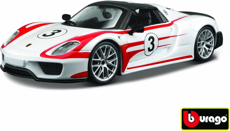 Bburago Porsche 918 Weissach Race λευκό μοντέλο σε κλίμακα 1:24