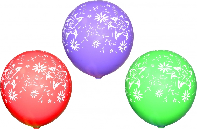 Φουσκωτά μπαλόνια με στάμπα Λουλουδάκια - σετ 10 τεμ.