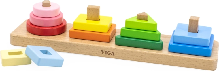 Ξύλινο παζλ ταξινόμησης Viga με γεωμετρικά σχήματα
