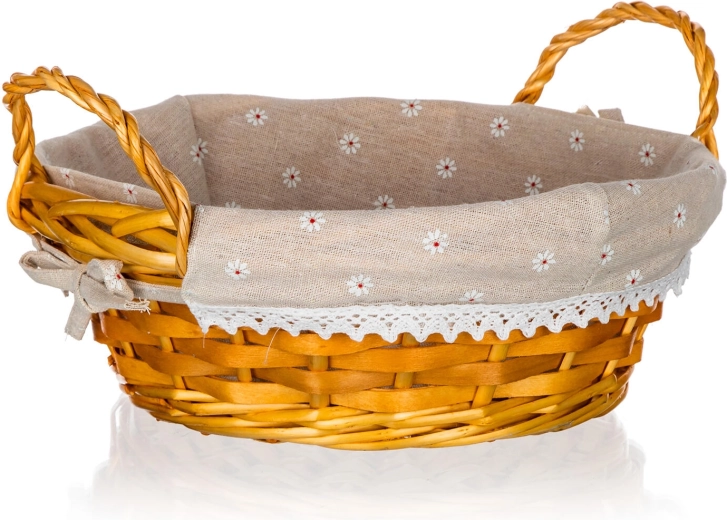 Στρογγυλό ψάθινο καλαθάκι με χερούλια DAISY 30 × 12 cm