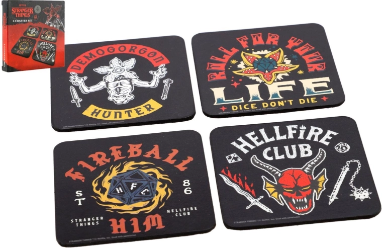 Σετ φελλένιων σουβέρ Stranger Things 4 Hellfire Club - 4 τεμάχια