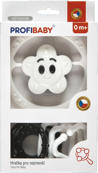 Σετ κουδουνίστρων ασπρόμαυρο – αλυσίδα για καρότσι και κουδουνίστρα αστεράκι/λουλουδάκι