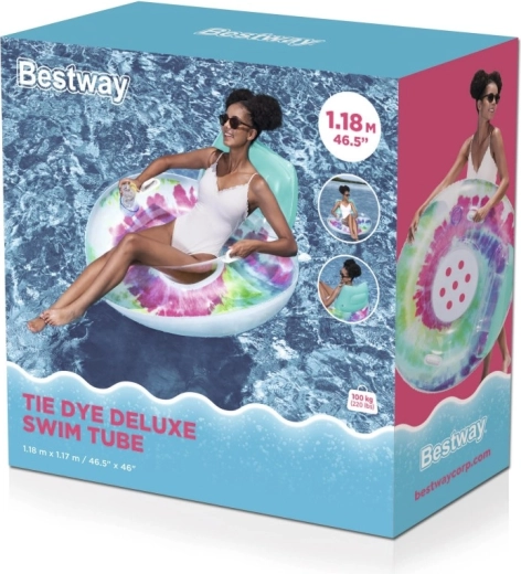 Φουσκωτός τροχός κολύμβησης με πλάτη Bestway Tie Dye 118 × 117 cm
