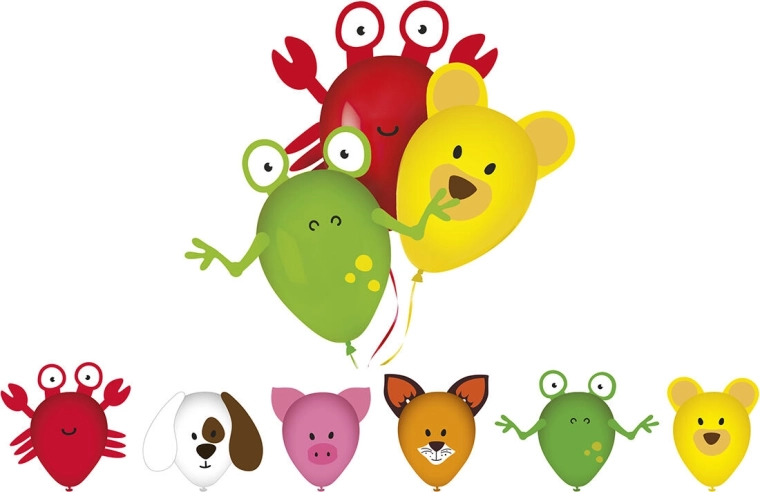 Μπαλόνια με εικόνες MY PARTY Animals, σετ 6 τεμ.