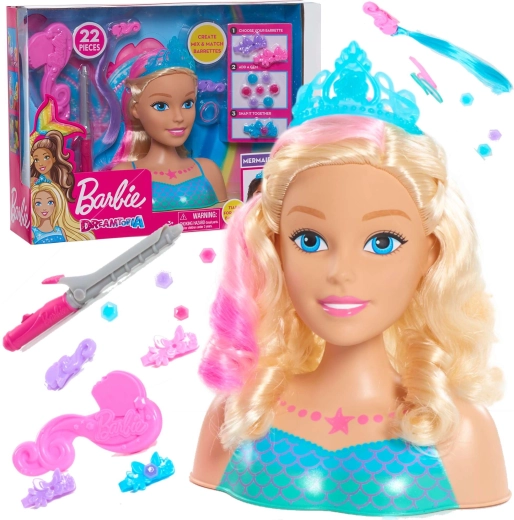 Outlet κεφάλι γοργόνας Barbie Dreamtopia για χτένισμα και styling με αξεσουάρ