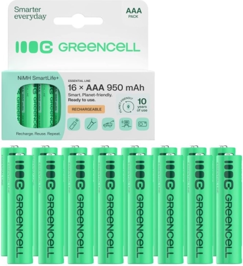 Επαναφορτιζόμενες μπαταρίες Green Cell AAA (HR03) 950 mAh 16 τεμ.