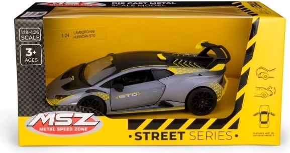 Μοντέλο αυτοκινήτου Lamborghini Huracán STO σε κλίμακα 1:24, ασημί-γκρι