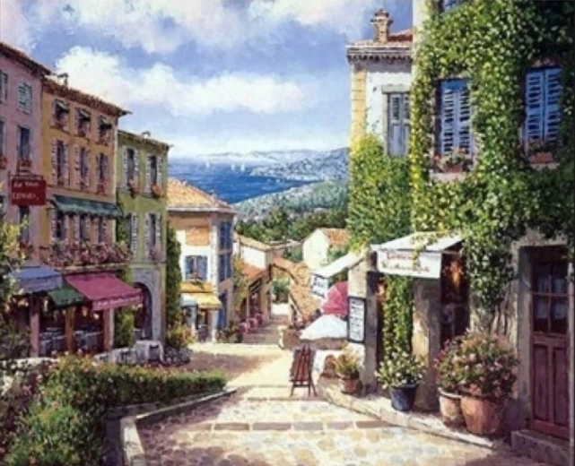 Norimpex Ζωγραφική με αριθμούς Δρόμος δίπλα στη θάλασσα 40 × 50 cm
