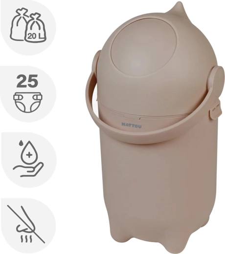 Nattou κάδος για πάνες Dropy taupe 20 l