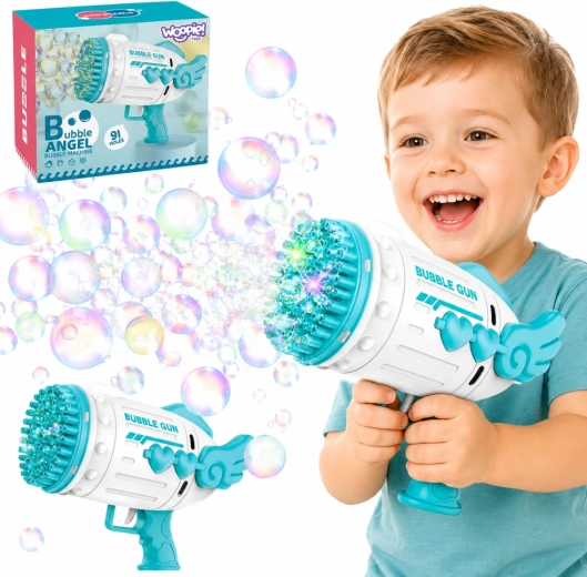 Πιστόλι για σαπουνόφουσκες Woopie Bubble Angel με 91 οπές, μπλε
