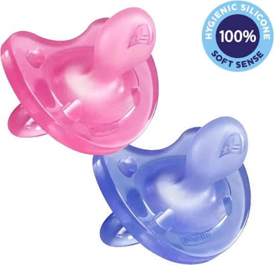 Πιπίλα Chicco Physio Soft από 100% σιλικόνη για κορίτσια 16–36 μηνών, 2 τεμ.
