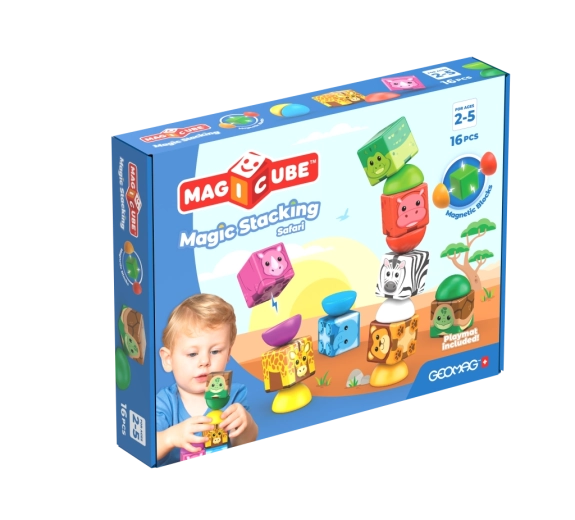 Geomag Magicube Safari μαγνητικό σετ κατασκευών με ζωάκια, 16 τεμάχια