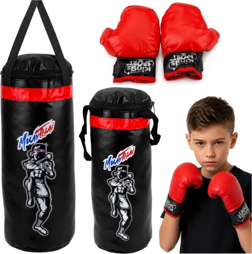 Παιδικό σετ πυγμαχίας Muay Thai L – σάκος πυγμαχίας 65 × 22 cm + γάντια