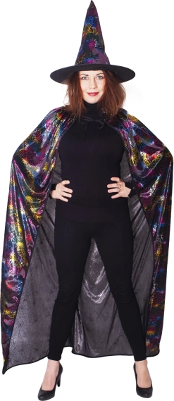 Στολή μάγισσας με μανδύα ιστού αράχνης και καπέλο για ενήλικες