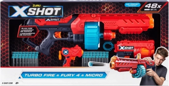 Σετ blasters X-Shot Excel Turbo Fire + Fury 4 + Micro