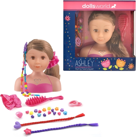 Dolls World Κεφάλι για χτένισμα Ashley μελαχρινή 21 cm