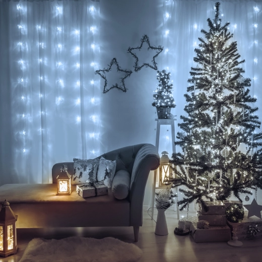 Φωτιζόμενη κουρτίνα LED 200 LED, ψυχρό λευκό, 4,2 m
