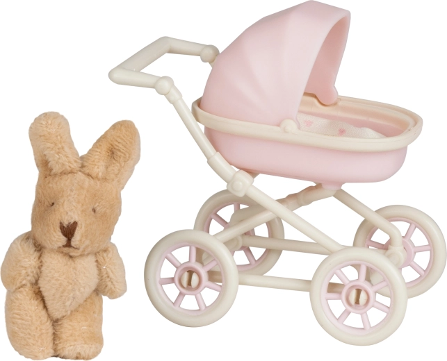 Καρότσι Lundby με λούτρινο κουνελάκι για κουκλόσπιτο