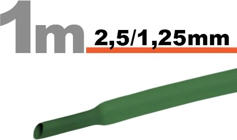 Πράσινος θερμοσυστελλόμενος σωλήνας 2,5/1,25 mm