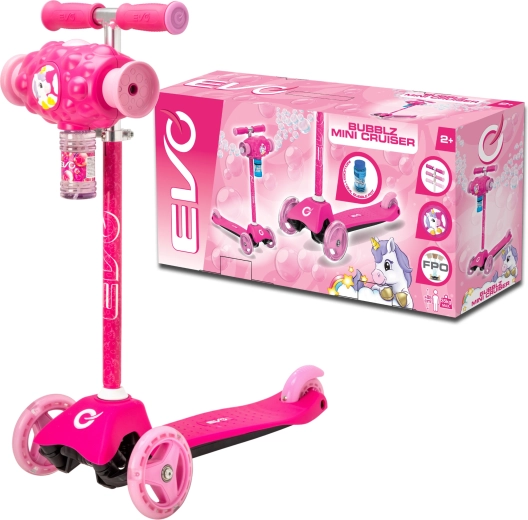 EVO παιδικό τρίτροχο πατίνι Bubblz Mini Cruiser με μηχανή φυσαλίδων, ροζ