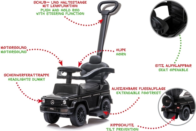 Παιδικό αυτοκινητάκι Mercedes-Benz G 350 d 3 σε 1, μαύρο