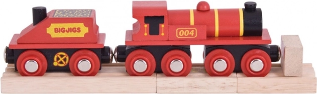 Bigjigs Rail κόκκινη ατμομηχανή με βαγόνι