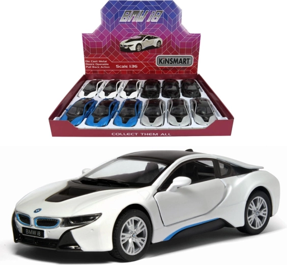 Μεταλλικό αυτοκινητάκι BMW i8 με ανοιγόμενες πόρτες και μηχανισμό pull-back