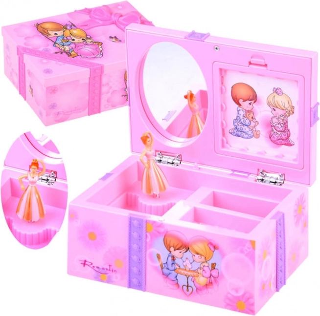 Ροζ κοσμηματοθήκη με μουσικό μηχανισμό για μικρές δεσποινίδες