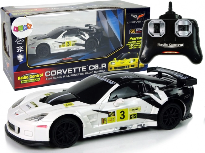 Αθλητικό αγωνιστικό αυτοκίνητο R/C 1:24 Corvette C6.R λευκό με φώτα