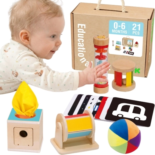 Εκπαιδευτικό αισθητηριακό κουτί Montessori XXL 6 σε 1 TOOKY TOY για παιδιά από τη γέννηση έως 6 μηνών - 6 τεμ.