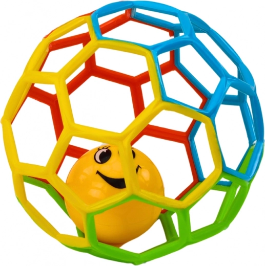 Λαστιχένια μπάλα με κουδουνίστρα για μωρά, πολύχρωμη