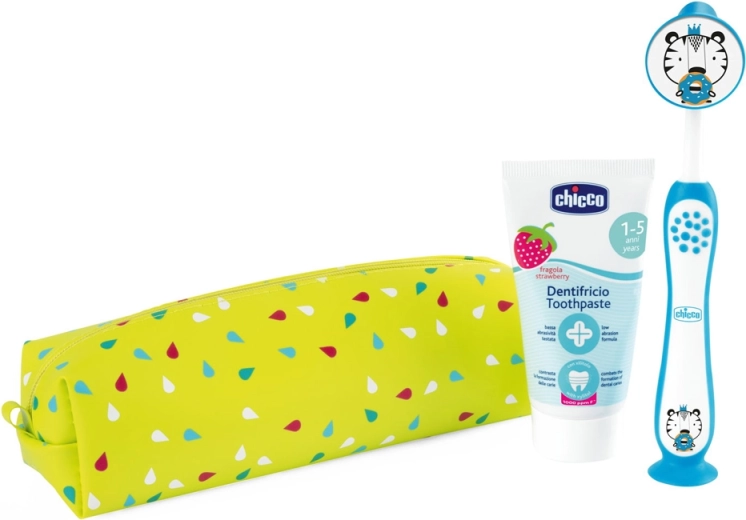 Chicco ταξιδιωτικό σετ στοματικής υγιεινής με οδοντόβουρτσα και οδοντόκρεμα tiger (3 ετών+)