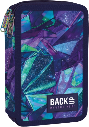 Σχολική κασετίνα BackUP Crystal με εξοπλισμό, δύο θήκες