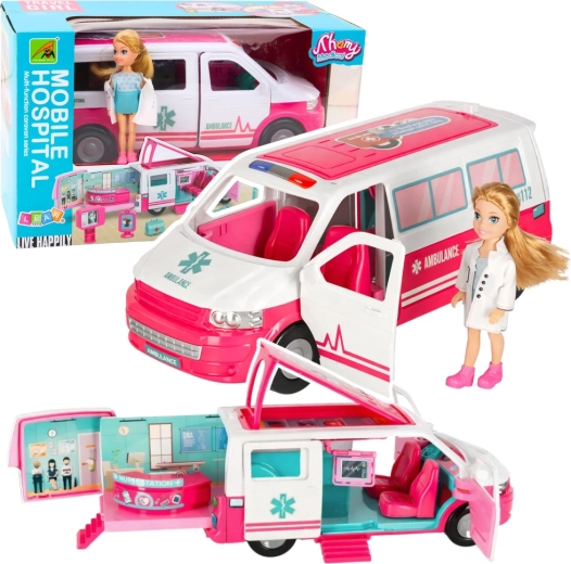 Κινητό νοσοκομείο – ασθενοφόρο 2-σε-1 με κούκλα γιατρό και ιατρικά αξεσουάρ