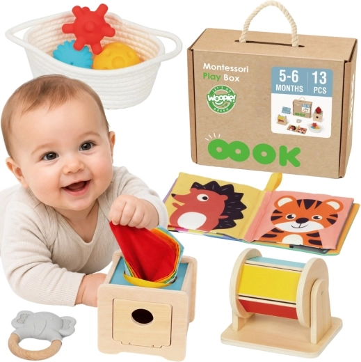 Εκπαιδευτικό κουτί Montessori 6σε1 για μωρά 5–6 μηνών WOOPIE