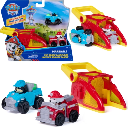 Τά paw Patrol Pup Squad ράμπα εκτόξευσης Marshall με όχημα Rex - 2 τεμ.