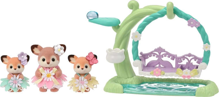 Sylvanian Families ελαφάκια σε λουλουδένια κούνια – σετ παιχνιδιού με 3 φιγούρες