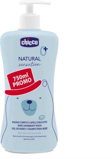 Chicco σαμπουάν για μαλλιά και σώμα Natural Sensation με αλόη και χαμομήλι 750 ml
