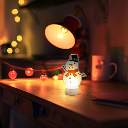 LED διακόσμηση χιονάνθρωπος με θερμό λευκό φως με μπαταρίες