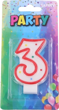 Κεράκι πάρτι αριθμός 3 κόκκινο