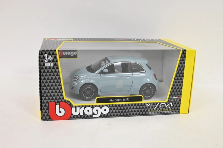Bburago Fiat 500e 2023 σε κλίμακα 1:24 σε μεταλλικό μπλε