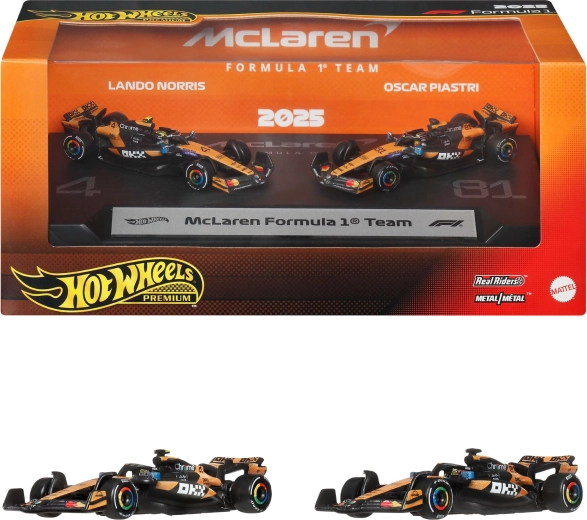 Hot Wheels Premium McLaren Formula 1 2025 – μεταλλικά μοντέλα των Lando Norris και Oscar Piastri - 2 τεμ.