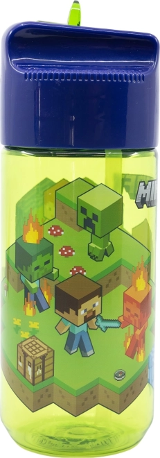 Παιδικό μπουκάλι νερού με καλαμάκι Minecraft πράσινο-μπλε