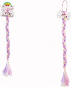 Λαστιχάκι μαλλιών με φιόγκο και πολύχρωμη πλεξούδα με παγιέτες