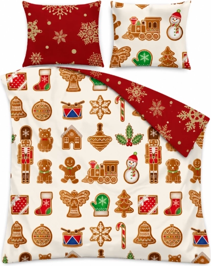 Βαμβακερά κλινοσκεπάσματα SCANDIC Gingerbread σε μπεζ-κόκκινο χρώμα 140 × 200 cm