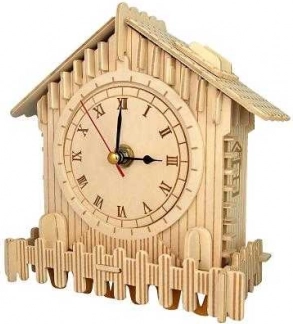 Ξύλινο 3D παζλ – ρολόι Σπιτάκι WOODCRAFT